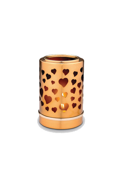 Candleholder keepsake, gold colour, with little hearts.