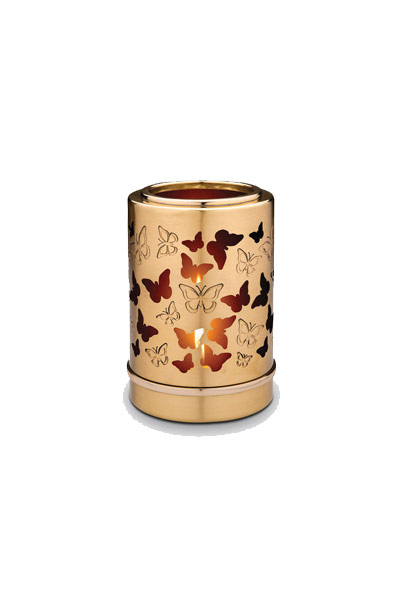 Candleholder keepsake, gold colour, with butterflies.