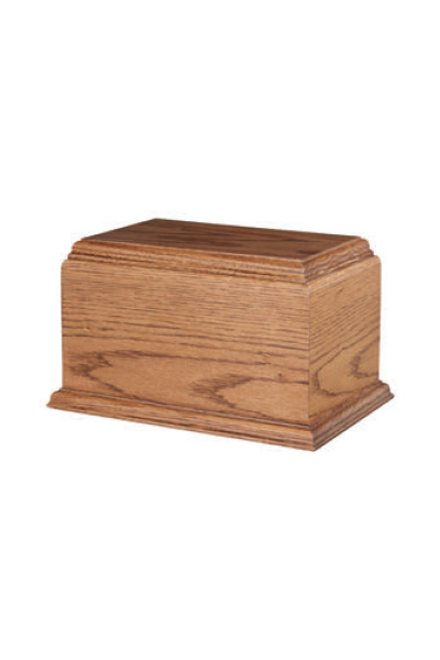 Solid Oak Casket Urn.