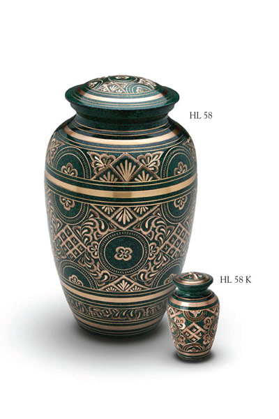 Urn set, black, with gold-colour decoration detail.