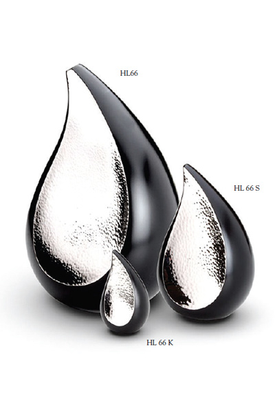 Teardrop Urn set Black with Hammered silver colour surface