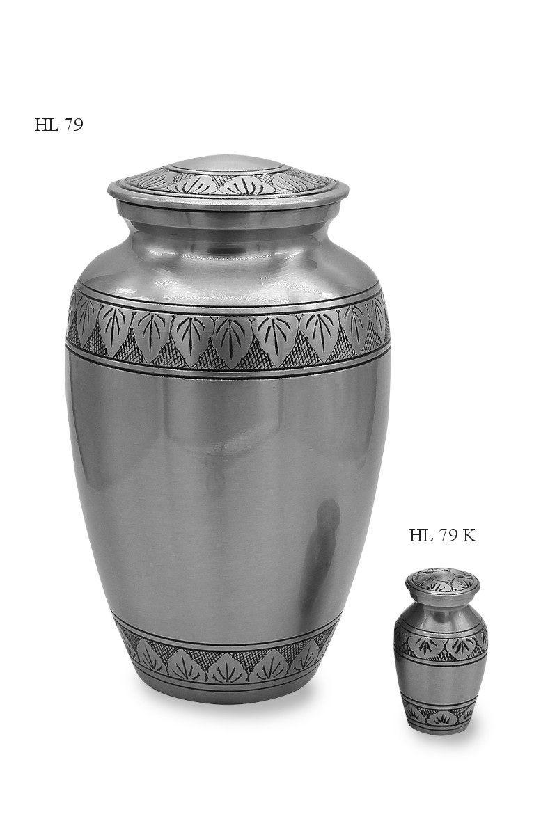 Brass Silver urn with Leaves design.